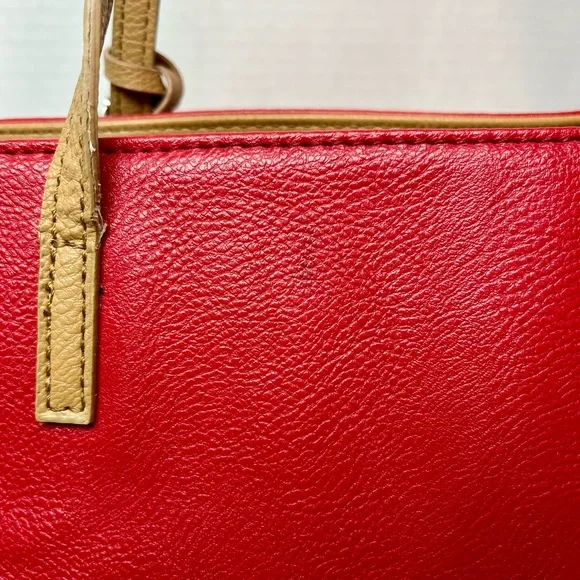 Nine West Red Tote with Tan Straps - Picture 7 of 16